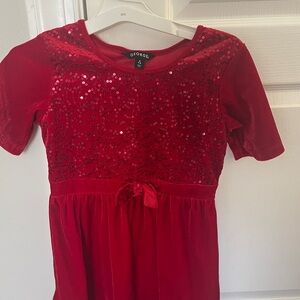 George Red Sequin Velvet Top